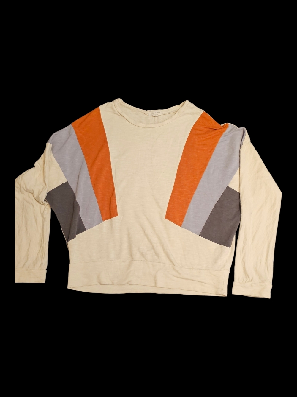 Eyeshadow Cream Long Sleeve Tee with Orange, Gray & Lavender Panels